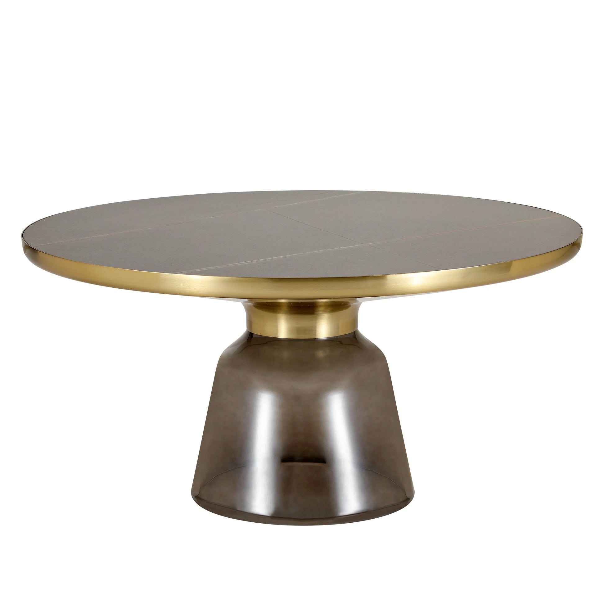 Tully Collection Coffee Table – Black/Gold Rim, Black Glass/Sintered Stone Top - Elax Furniture