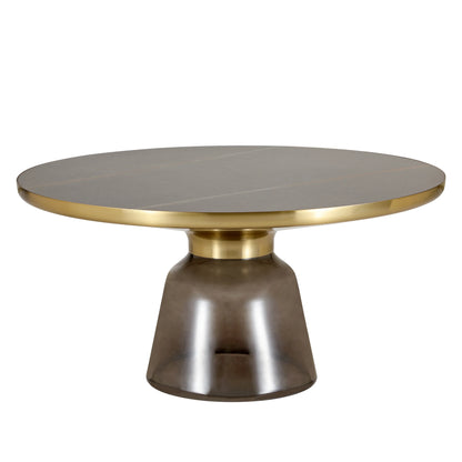 Tully Collection Coffee Table – Black/Gold Rim, Black Glass/Sintered Stone Top - Elax Furniture