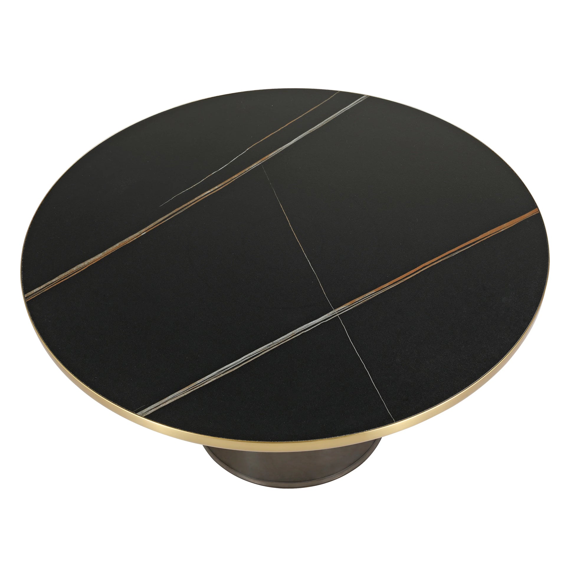 Tully Collection Coffee Table – Black/Gold Rim, Black Glass/Sintered Stone Top - Elax Furniture