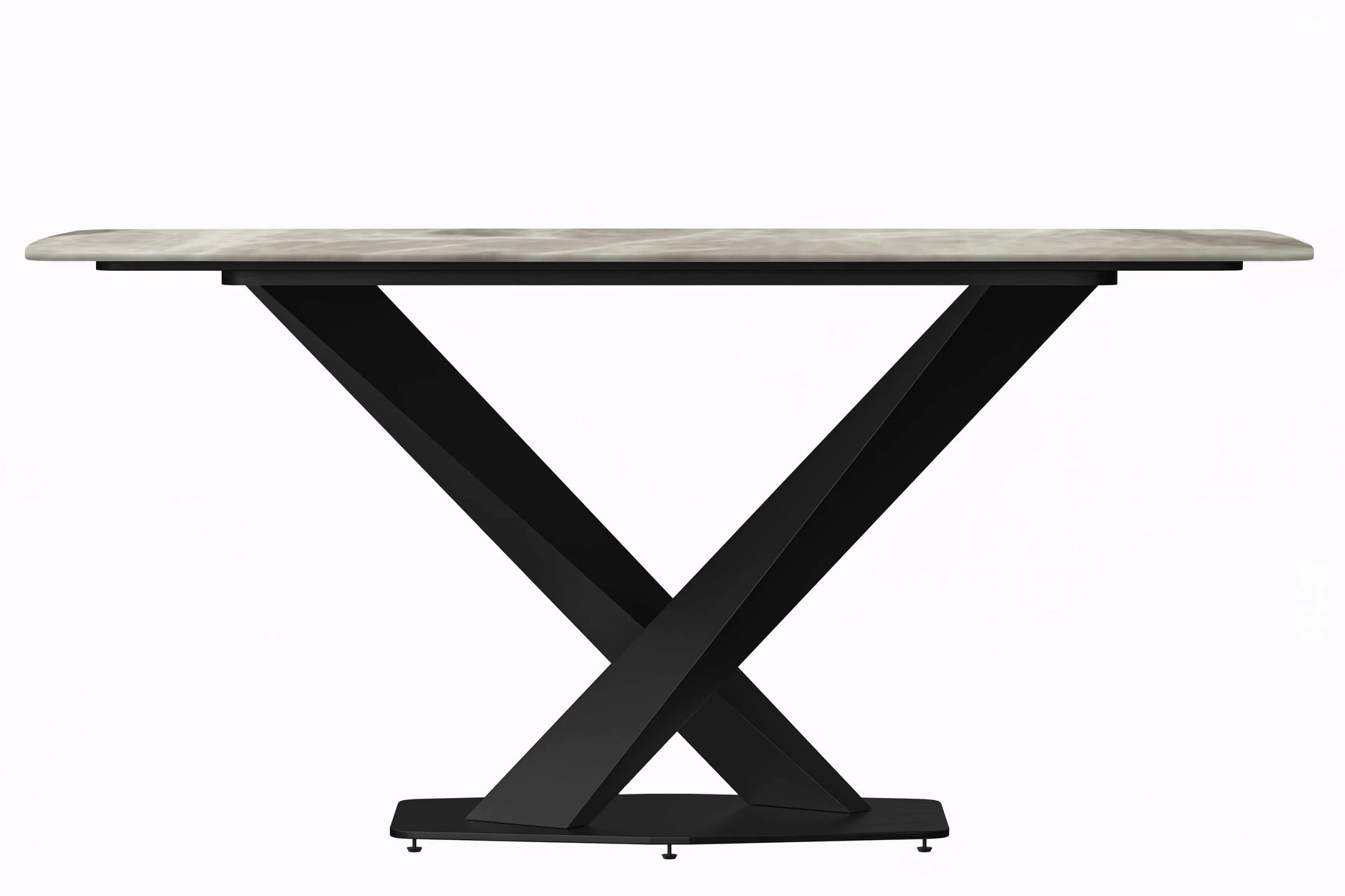 Voren 7-Piece Dining Set with 55" Rectangular Dining Table in Deep Grey Sintered Stone Top and 6 Leather/Velvet/Suede Fabric Dining Chairs - Elax Furniture