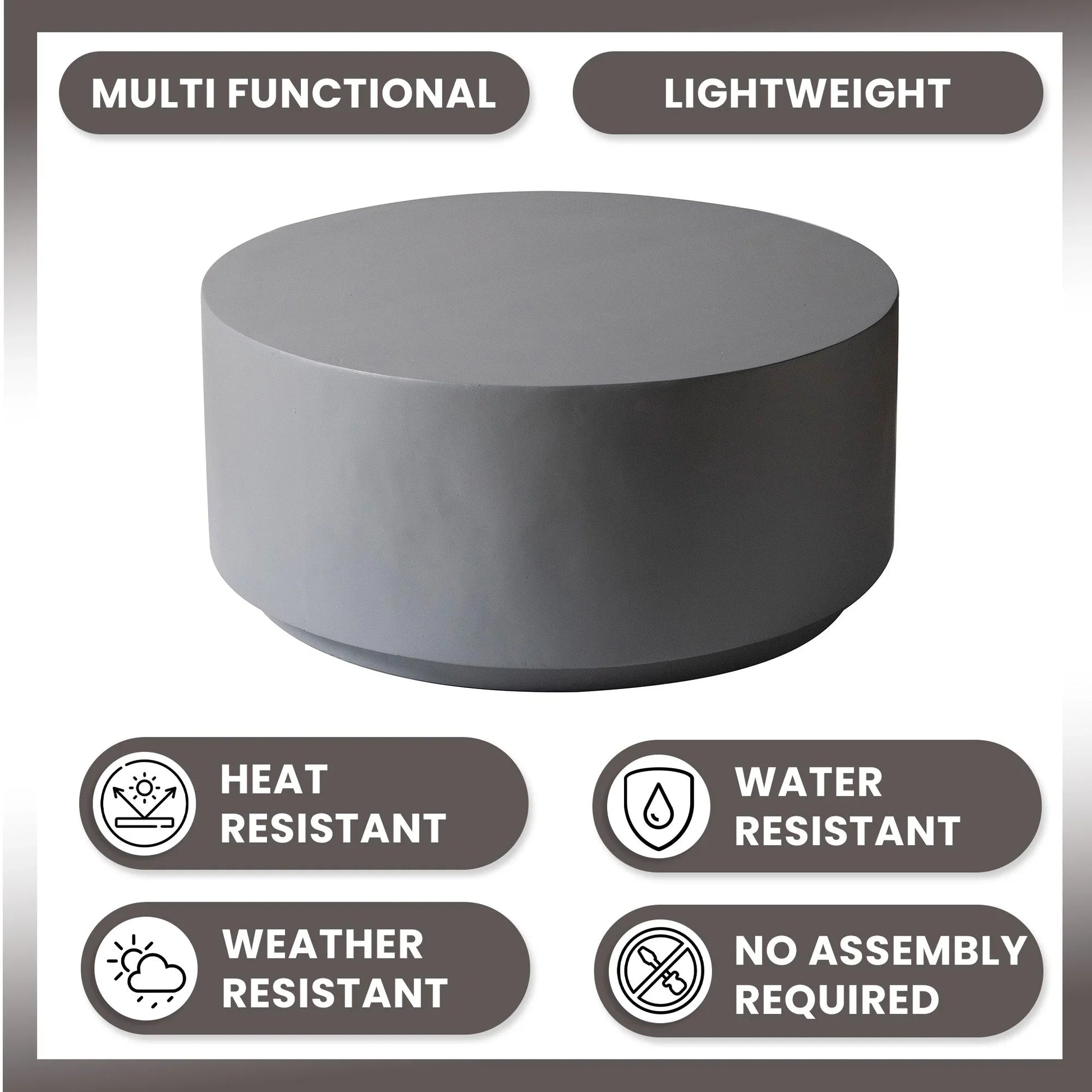 Terra 36" Round Coffee Table in Fiberstone for Indoor and Outdoor - Elax Furniture