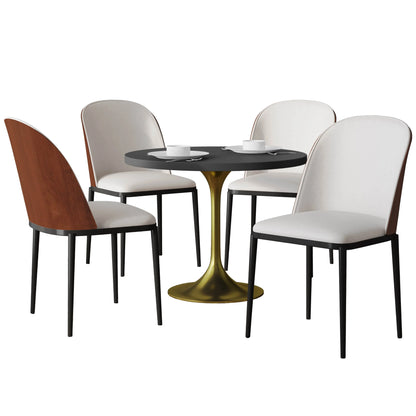 Verve 5-Piece Dining Set with 36" Round MDF Top Table and 4 Leather/Suede Fabric/Velvet Dining Side Chairs - Elax Furniture