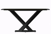 Voren 7-Piece Dining Set with 55" Rectangular Dining Table in Black Glass Top and 6 Leather/Velvet/Suede Fabric Dining Chairs - Elax Furniture