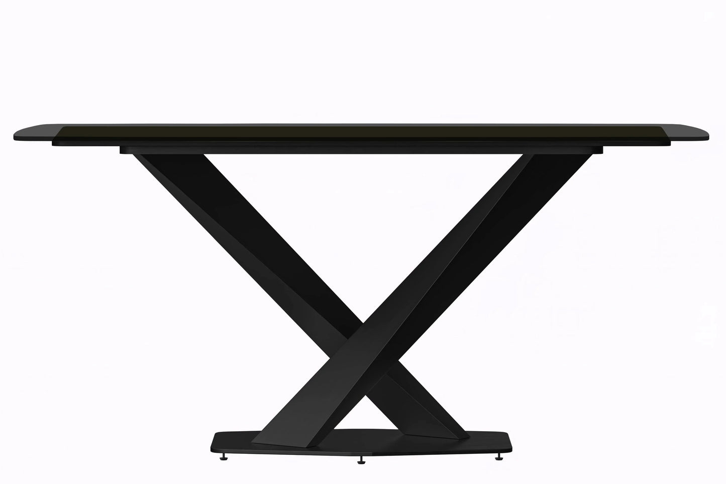 Voren 7-Piece Dining Set with 55" Rectangular Dining Table in Black Glass Top and 6 Leather/Velvet/Suede Fabric Dining Chairs - Elax Furniture