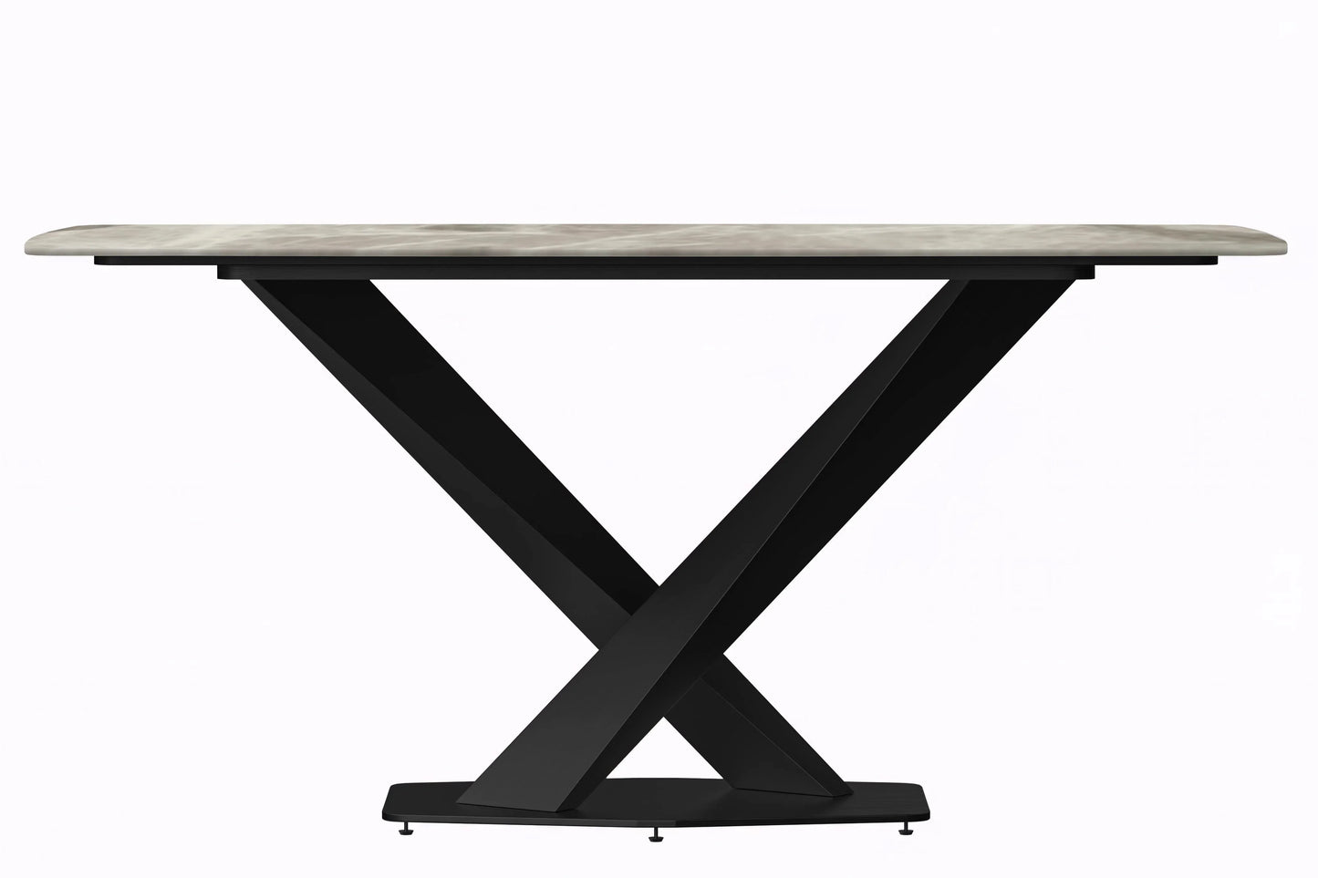 Voren 7-Piece Dining Set with 55" Rectangular Dining Table in Deep Grey Sintered Stone Top and 6 Leather/Velvet/Suede Fabric Dining Chairs - Elax Furniture