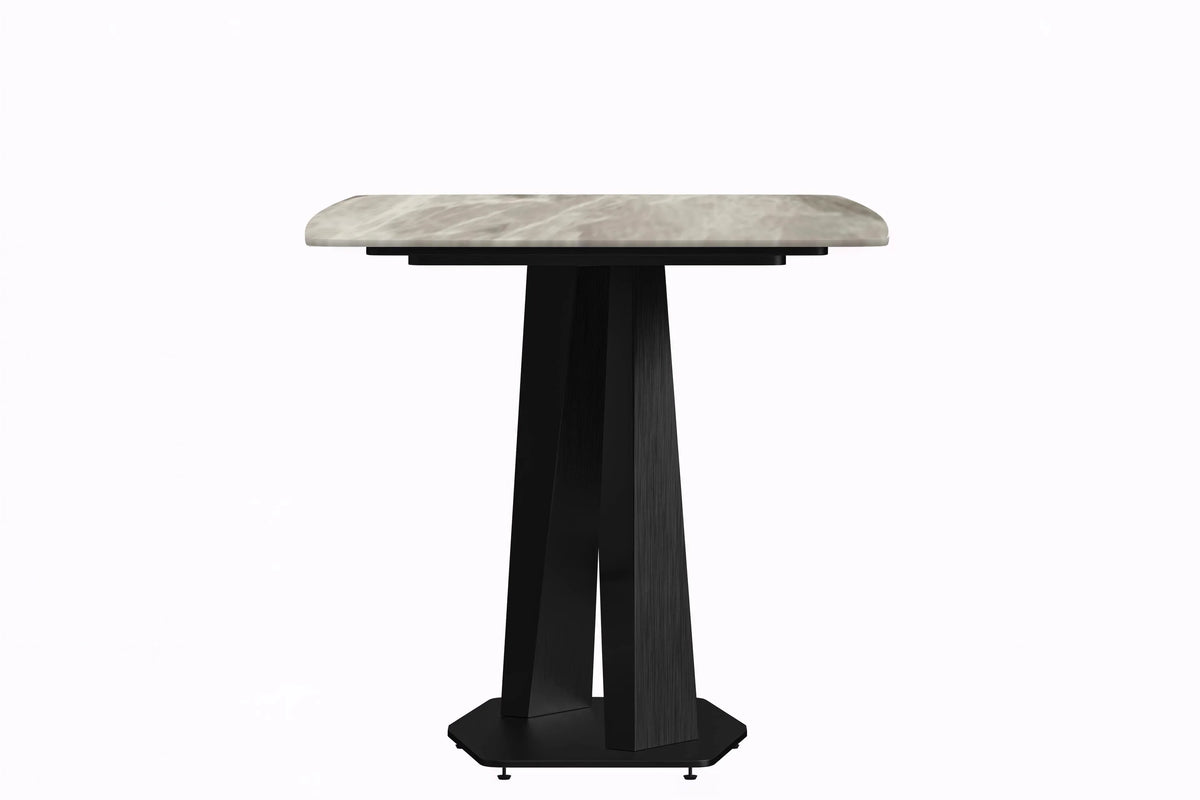 Voren 7-Piece Dining Set with 55" Rectangular Dining Table in Deep Grey Sintered Stone Top and 6 Leather/Velvet/Suede Fabric Dining Chairs - Elax Furniture