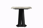 Voren 7-Piece Dining Set with 55" Rectangular Dining Table in Deep Grey Sintered Stone Top and 6 Leather/Velvet/Suede Fabric Dining Chairs - Elax Furniture