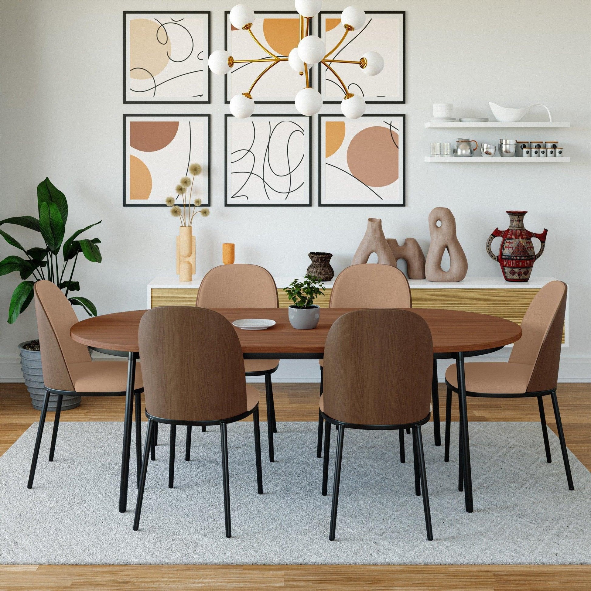 Tule Dining Side Chair with Upholstered Seat and Powder-Coated Steel Frame - Elax Furniture