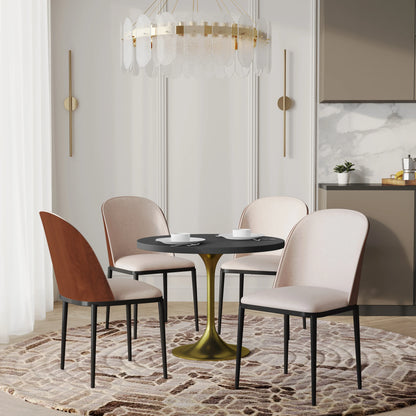 Verve 5-Piece Dining Set with 36" Round MDF Top Table and 4 Leather/Suede Fabric/Velvet Dining Side Chairs - Elax Furniture