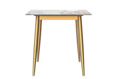 Zayle 7-Piece Dining Set with 55" Rectangular Dining Table in White Grey Sintered Stone Top and 6 Leather Dining Chairs - Elax Furniture