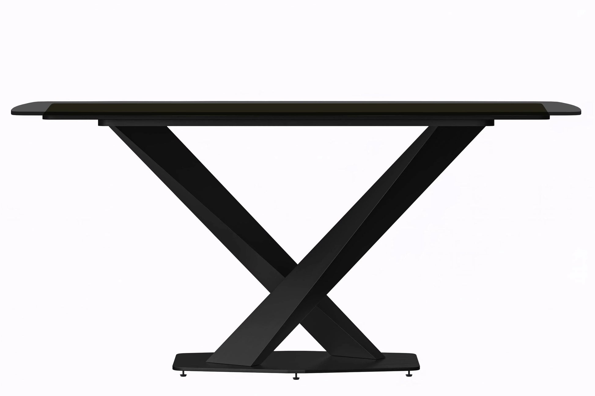 Voren 7-Piece Dining Set with 55" Rectangular Dining Table in Black Glass Top and 6 Leather/Velvet/Suede Fabric Dining Chairs - Elax Furniture
