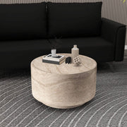 Terra 36" Round Coffee Table in Fiberstone for Indoor and Outdoor Travertine Coffee Table LeisureMod
