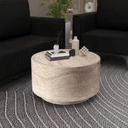 Terra 36" Round Coffee Table in Fiberstone for Indoor and Outdoor Travertine Coffee Table LeisureMod