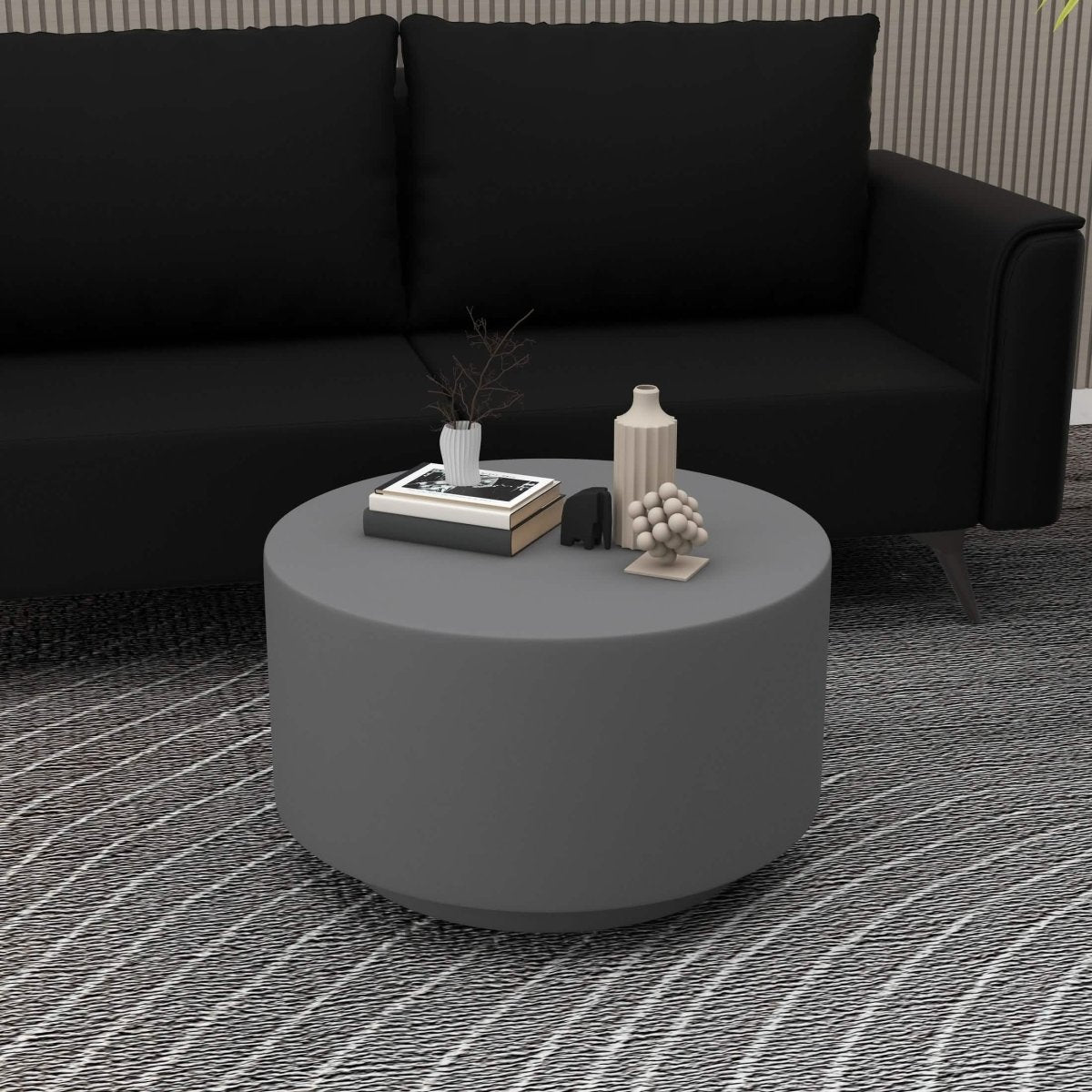 Terra 36" Round Coffee Table in Fiberstone for Indoor and Outdoor Grey Coffee Table LeisureMod