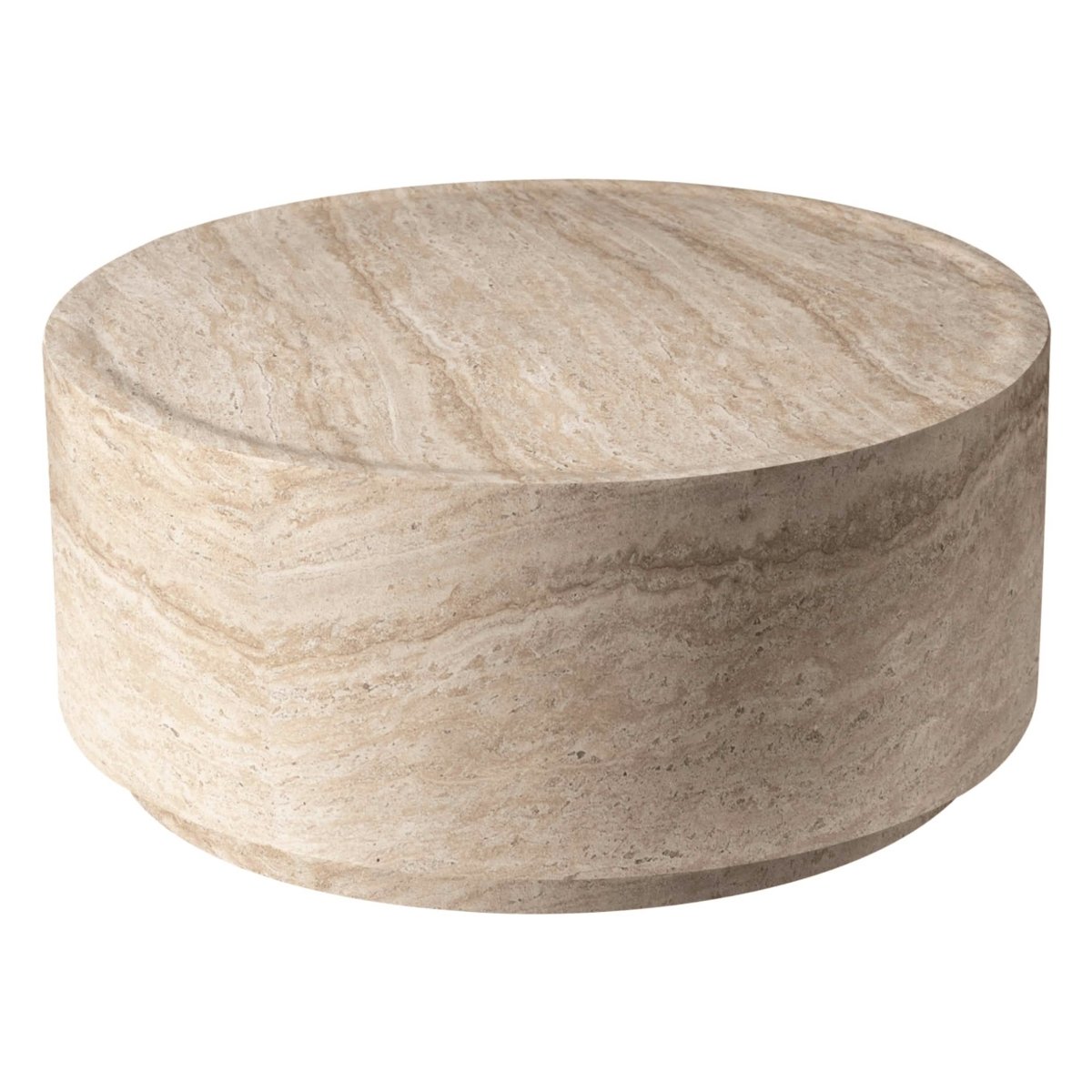 Terra 36" Round Coffee Table in Fiberstone for Indoor and Outdoor Travertine Coffee Table LeisureMod