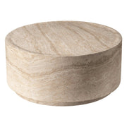 Terra 36" Round Coffee Table in Fiberstone for Indoor and Outdoor Travertine Coffee Table LeisureMod