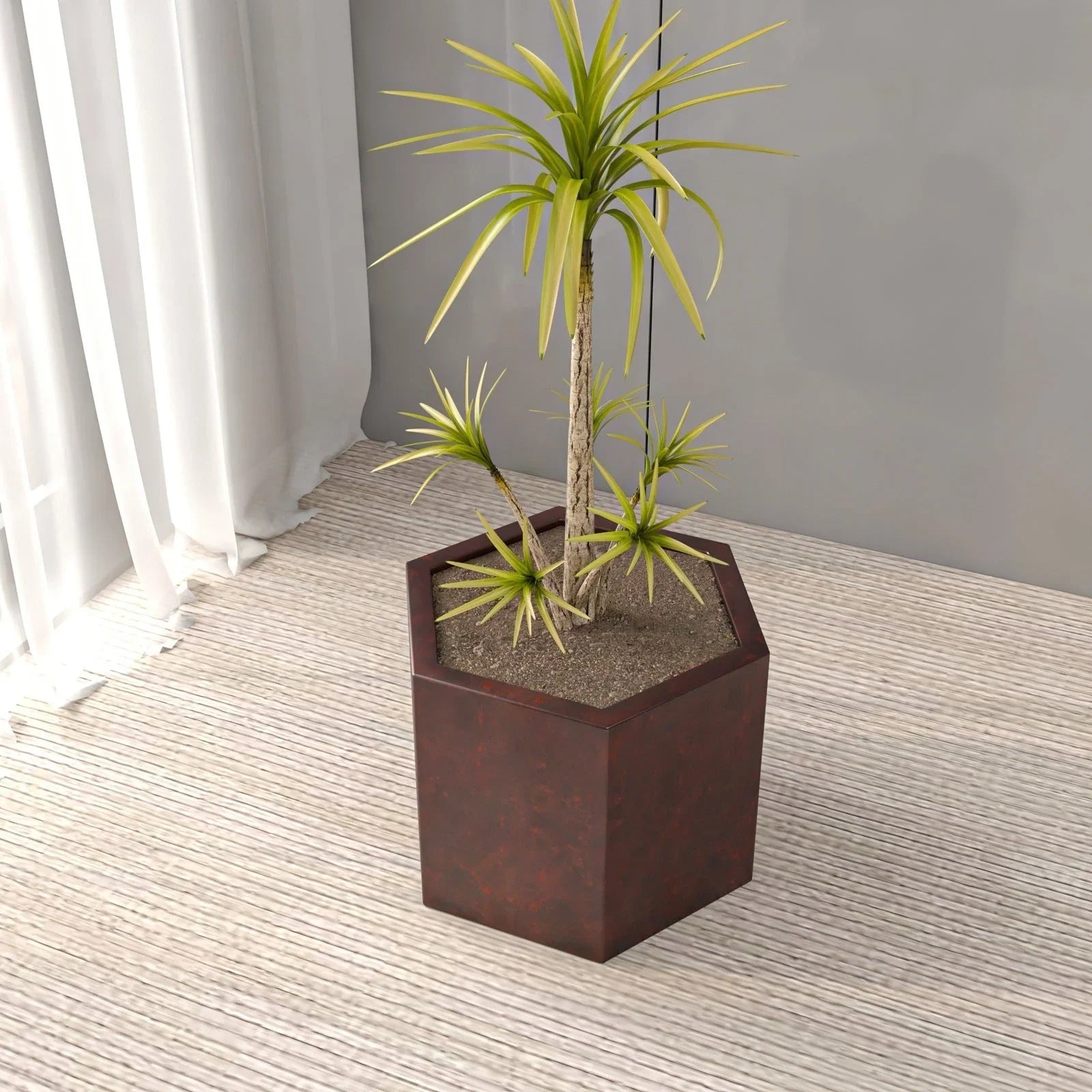 Thicket Modern Fiberstone Planter - Hexagon Design Weather Resistant Plant Pot - Elax Furniture
