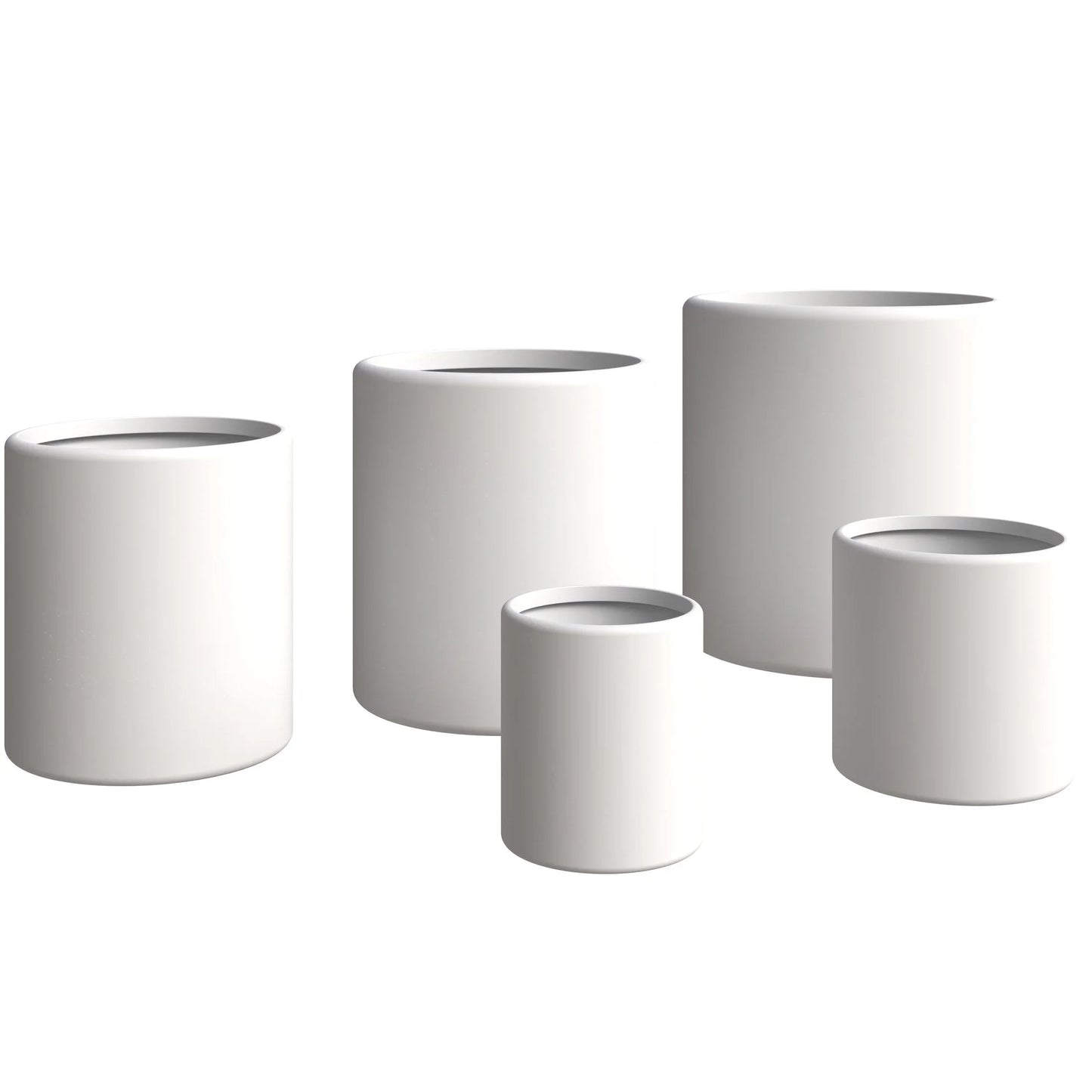 Tundra 5-Piece Fiberstone and MGO Clay Planter Set, Mid-Century Modern Round Planter Pot for Indoor and Outdoor - Elax Furniture