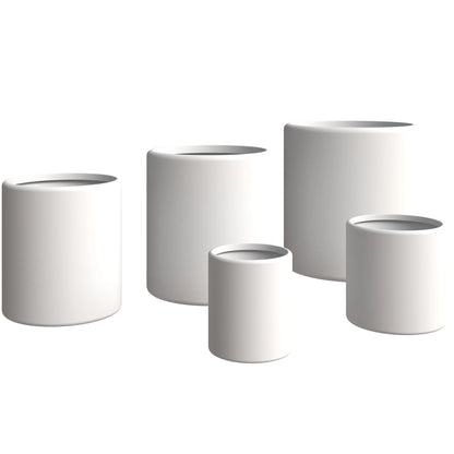 Tundra 5-Piece Fiberstone and MGO Clay Planter Set, Mid-Century Modern Round Planter Pot for Indoor and Outdoor - Elax Furniture
