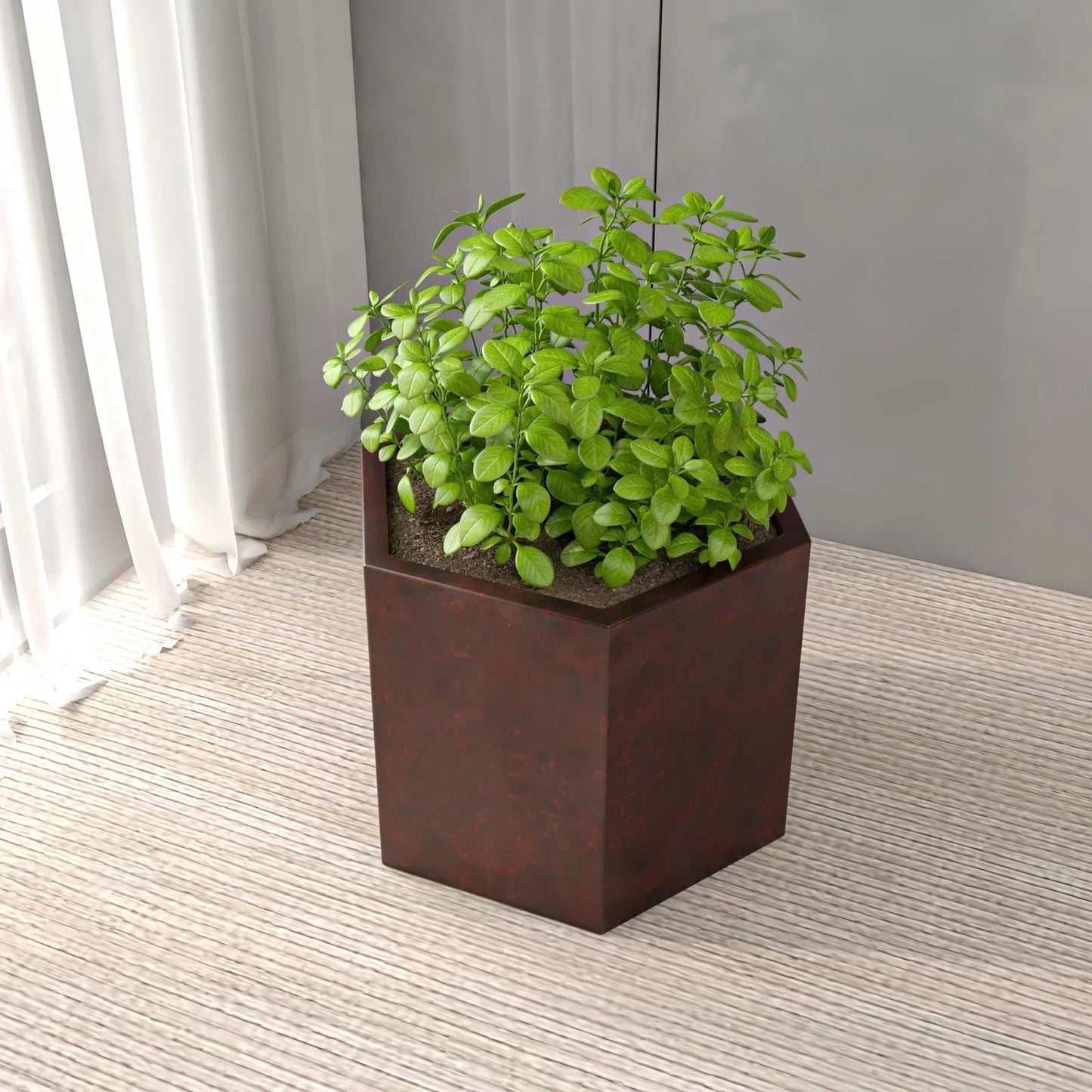 Thicket Modern Fiberstone Planter - Hexagon Design Weather Resistant Plant Pot - Elax Furniture