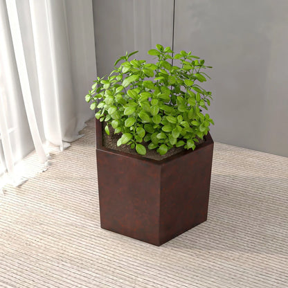 Thicket Modern Fiberstone Planter - Hexagon Design Weather Resistant Plant Pot - Elax Furniture