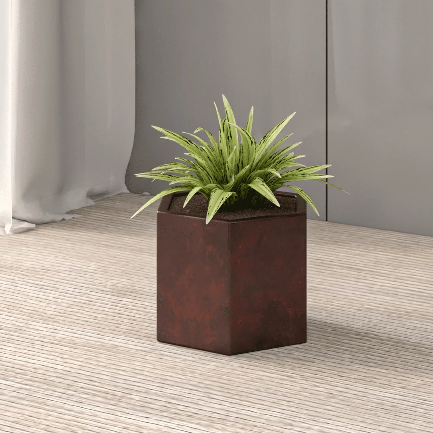 Thicket Modern Fiberstone Planter - Hexagon Design Weather Resistant Plant Pot - Elax Furniture