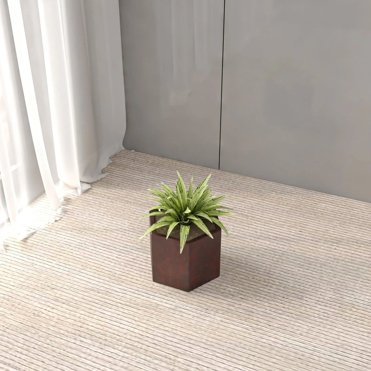Thicket Modern Fiberstone Planter - Hexagon Design Weather Resistant Plant Pot - Elax Furniture
