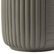 Trove 14" Wide Round Side Fiberstone Table With Ribbed Design Green Grey Side Table Leisuremod