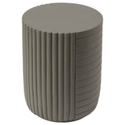 Trove 14" Wide Round Side Fiberstone Table With Ribbed Design Green Grey Side Table Leisuremod