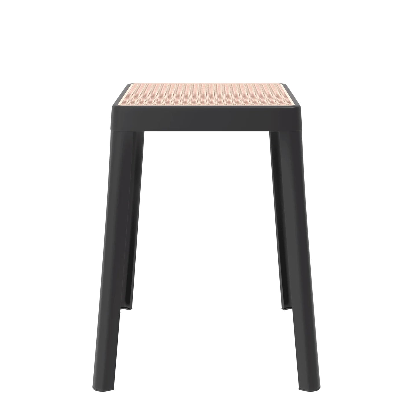 Tresse Mid-Century Modern Stackable Square Plastic Dining Stool with Wicker Top - Elax Furniture