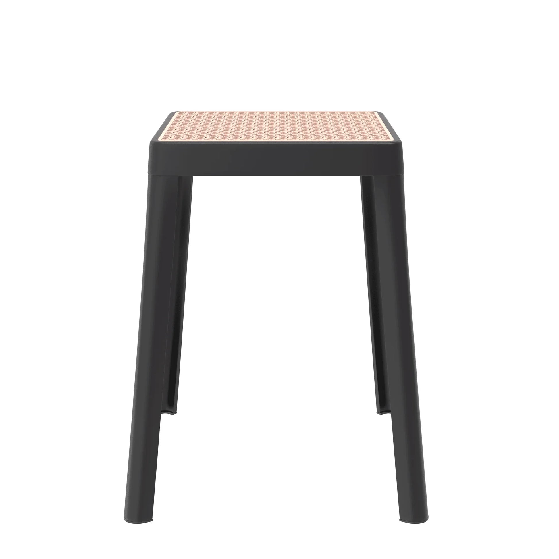 Tresse Mid-Century Modern Stackable Square Plastic Dining Stool with Wicker Top - Elax Furniture