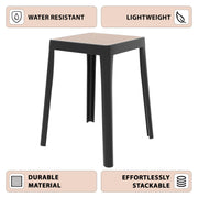 Tresse Mid-Century Modern Stackable Square Plastic Dining Stool with Wicker Top - Elax Furniture