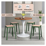 Tresse Mid-Century Modern Stackable Square Plastic Dining Stool with Wicker Top - Elax Furniture