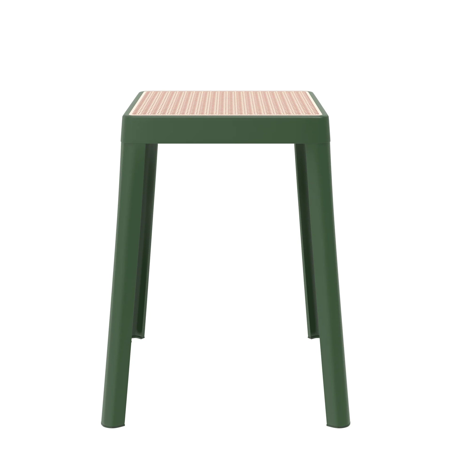 Tresse Mid-Century Modern Stackable Square Plastic Dining Stool with Wicker Top - Elax Furniture