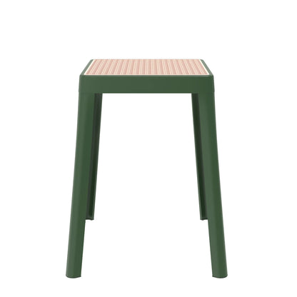 Tresse Mid-Century Modern Stackable Square Plastic Dining Stool with Wicker Top - Elax Furniture