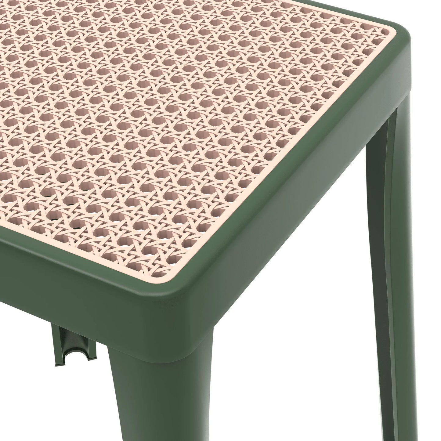 Tresse Mid-Century Modern Stackable Square Plastic Dining Stool with Wicker Top - Elax Furniture