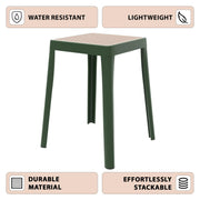 Tresse Mid-Century Modern Stackable Square Plastic Dining Stool with Wicker Top - Elax Furniture
