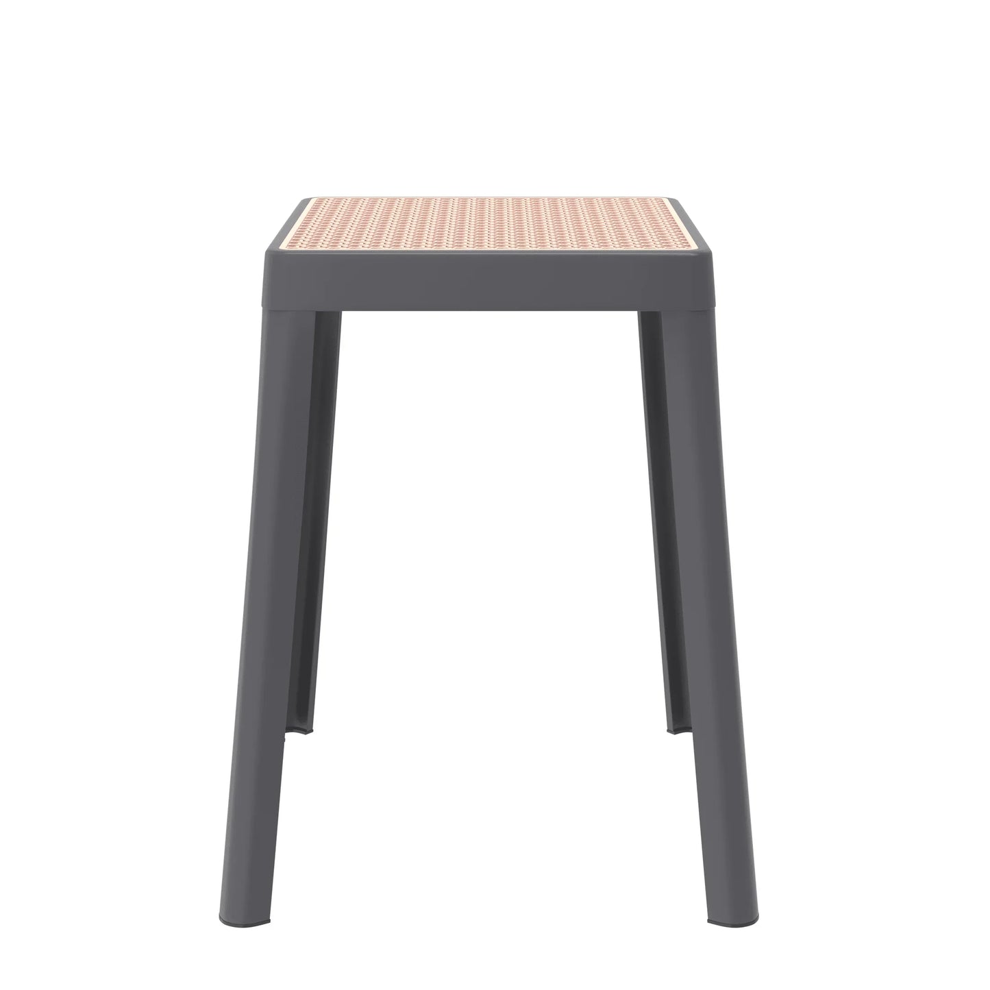 Tresse Mid-Century Modern Stackable Square Plastic Dining Stool with Wicker Top - Elax Furniture