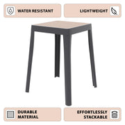 Tresse Mid-Century Modern Stackable Square Plastic Dining Stool with Wicker Top - Elax Furniture