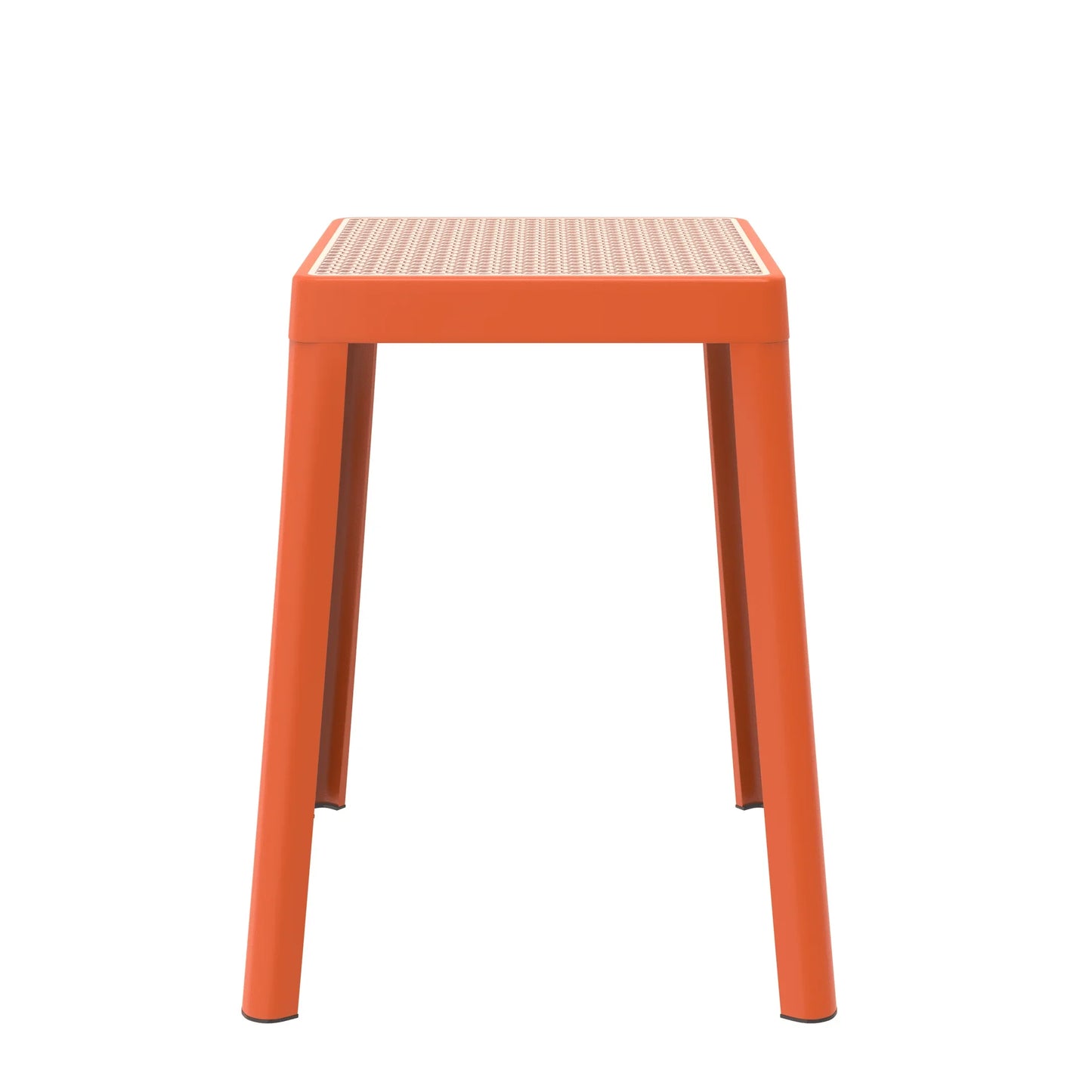 Tresse Mid-Century Modern Stackable Square Plastic Dining Stool with Wicker Top - Elax Furniture