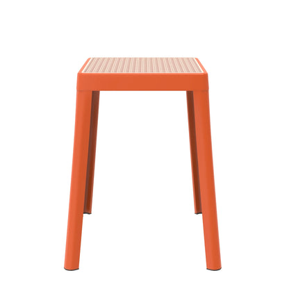 Tresse Mid-Century Modern Stackable Square Plastic Dining Stool with Wicker Top - Elax Furniture
