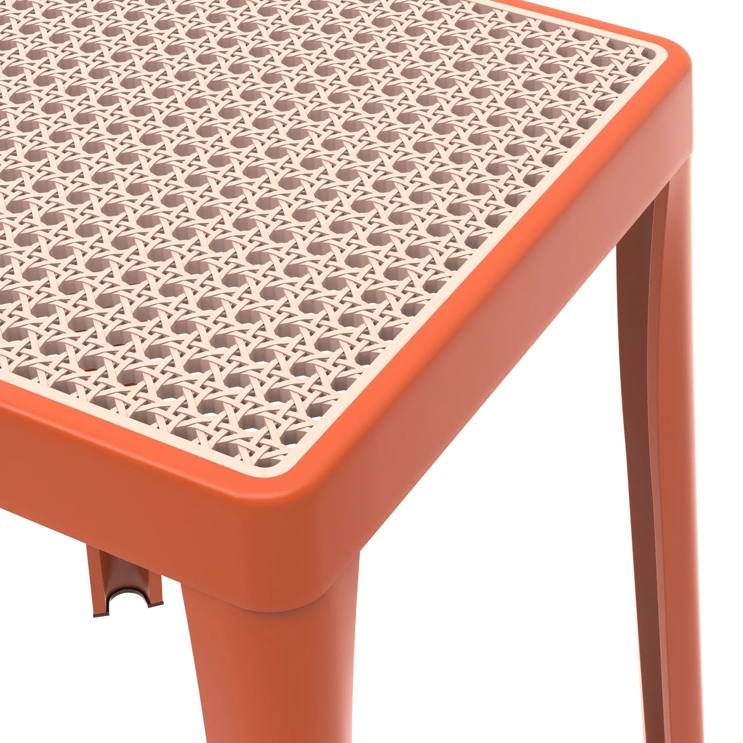 Tresse Mid-Century Modern Stackable Square Plastic Dining Stool with Wicker Top - Elax Furniture