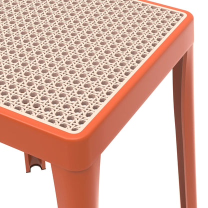 Tresse Mid-Century Modern Stackable Square Plastic Dining Stool with Wicker Top - Elax Furniture