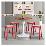 Tresse Mid-Century Modern Stackable Square Plastic Dining Stool with Wicker Top - Elax Furniture