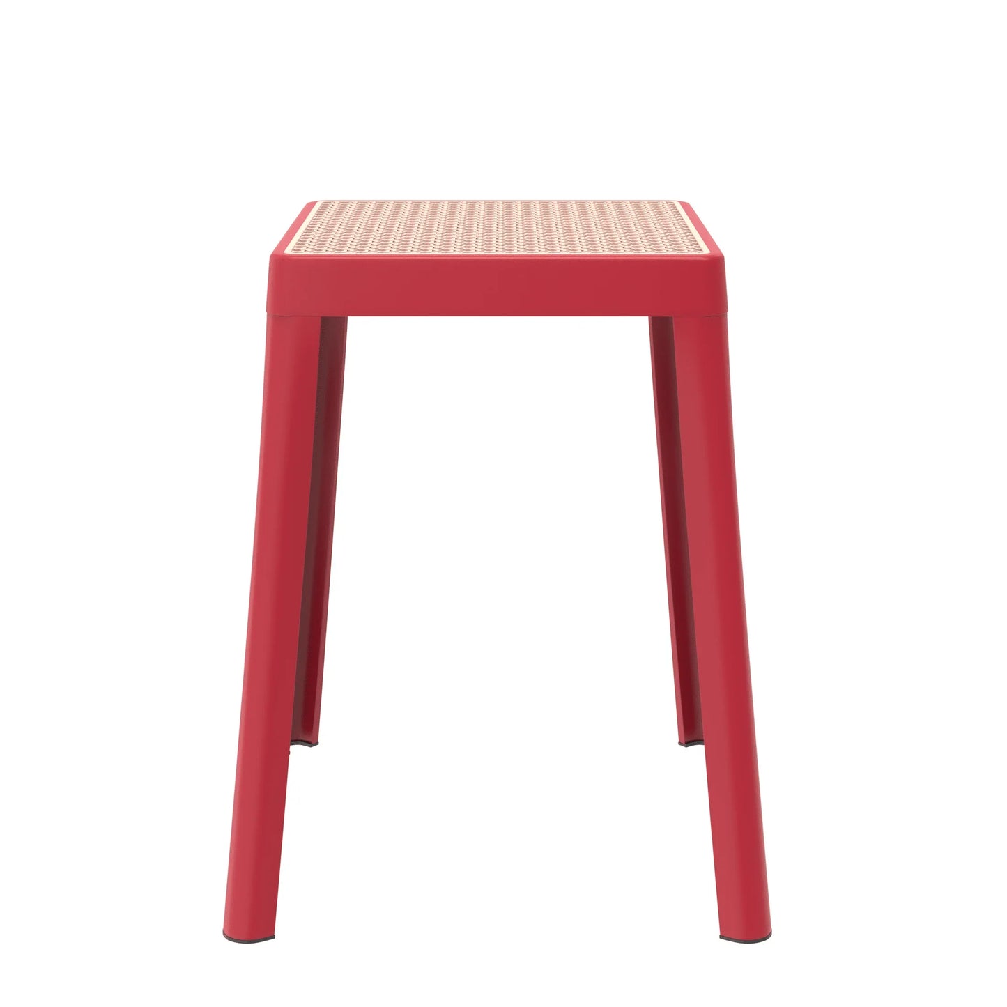 Tresse Mid-Century Modern Stackable Square Plastic Dining Stool with Wicker Top - Elax Furniture