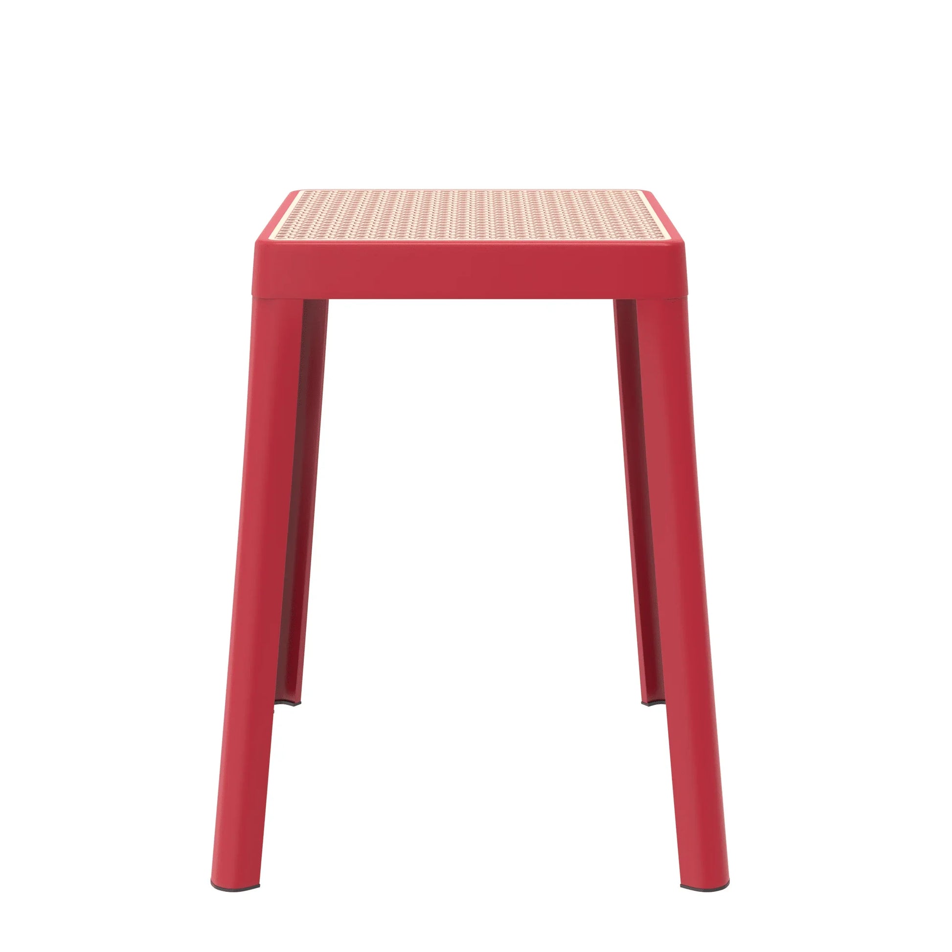 Tresse Mid-Century Modern Stackable Square Plastic Dining Stool with Wicker Top - Elax Furniture