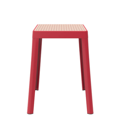 Tresse Mid-Century Modern Stackable Square Plastic Dining Stool with Wicker Top - Elax Furniture