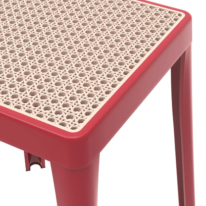 Tresse Mid-Century Modern Stackable Square Plastic Dining Stool with Wicker Top - Elax Furniture