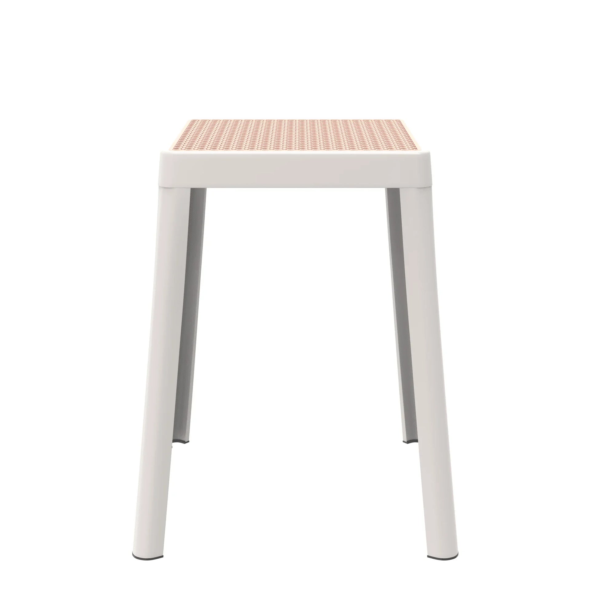 Tresse Mid-Century Modern Stackable Square Plastic Dining Stool with Wicker Top - Elax Furniture