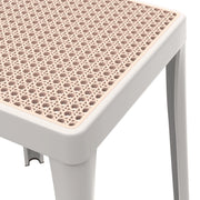 Tresse Mid-Century Modern Stackable Square Plastic Dining Stool with Wicker Top - Elax Furniture